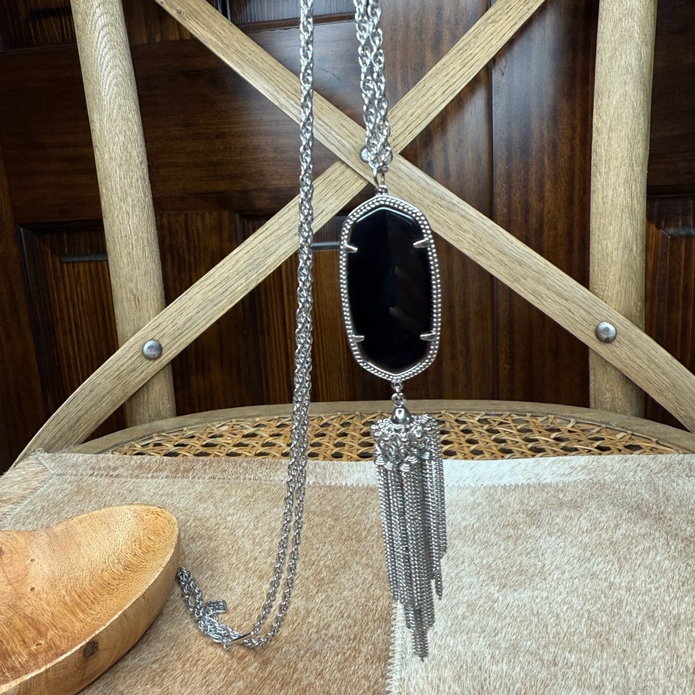 Kendra Scott Rayne Stone Tassel Pendant Necklace with Black Onyx